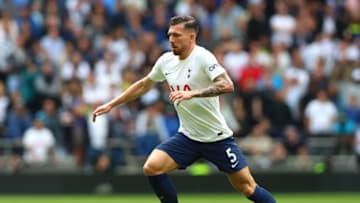 LONDON, ENGLAND - AUGUST 29: Pierre Emile Hojbjerg of Tottenham Hotspur in action during the Premier League match between Tottenham Hotspur and Watford at Tottenham Hotspur Stadium on August 29, 2021 in London, England. (Photo by Chloe Knott - Danehouse/Getty Images)