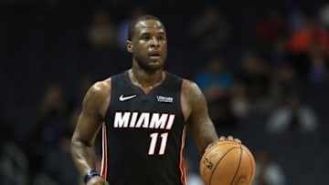 CHARLOTTE, NORTH CAROLINA - OCTOBER 09: Dion Waiters #11 of the Miami Heat brings the ball up the court against the Charlotte Hornets during their game at Spectrum Center on October 09, 2019 in Charlotte, North Carolina. NOTE TO USER: User expressly acknowledges and agrees that, by downloading and or using this photograph, User is consenting to the terms and conditions of the Getty Images License Agreement. (Photo by Streeter Lecka/Getty Images)