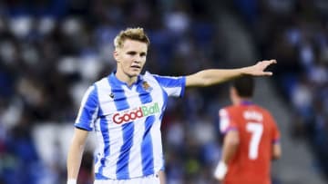 SAN SEBASTIAN, SPAIN - OCTOBER 06: Martin Odegaard of Real Sociedad reacts during the Liga match between Real Sociedad and Getafe CF at Estadio Anoeta on October 06, 2019 in San Sebastian, Spain. (Photo by Juan Manuel Serrano Arce/Getty Images)