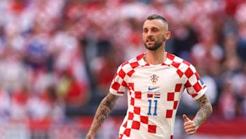 AL KHOR, QATAR - NOVEMBER 23: Marcelo Brozovic of Croatia during the FIFA World Cup Qatar 2022 Group F match between Morocco and Croatia at Al Bayt Stadium on November 23, 2022 in Al Khor, Qatar. (Photo by James Williamson - AMA/Getty Images)