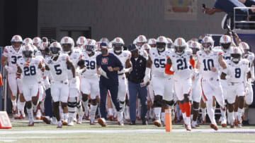 Jan 1, 2021; Orlando, FL, USA; The Auburn Tigers take the field before their game against the Northwestern Wildcats at Camping World Stadium. Mandatory Credit: Reinhold Matay-USA TODAY Sports