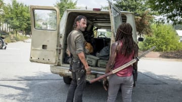Danai Gurira as Michonne, Andrew Lincoln as Rick Grimes - The Walking Dead _ Season 8, Episode 10 - Photo Credit: Gene Page/AMC