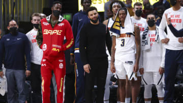 Jamal Murray and Bones Hyland of the Denver Nuggets (Morgan Engel/Getty Images)