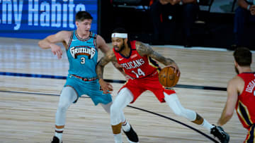 Former Duke basketball teammates Grayson Allen and Brandon Ingram (Photo by Ashley Landis - Pool/Getty Images)