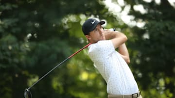 NORTON, MASSACHUSETTS - AUGUST 23: Russell Henley of the United States plays his shot from the ninth tee during the final round of The Northern Trust at TPC Boston on August 23, 2020 in Norton, Massachusetts. (Photo by Maddie Meyer/Getty Images)