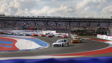 CHARLOTTE, NC - SEPTEMBER 29: NASCAR Xfinity Series drivers race in the 2018 Drive for the Cure 200 at the Charlotte roval (Photo by Jonathan Ferrey/Getty Images)