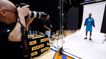 TARRYTOWN, NY - AUGUST 11: Malik Monk of the Charlotte Hornets behind the scenes during the 2017 NBA Rookie Photo Shoot at MSG training center on August 11, 2017 in Tarrytown, New York. NOTE TO USER: User expressly acknowledges and agrees that, by downloading and or using this photograph, User is consenting to the terms and conditions of the Getty Images License Agreement. (Photo by Michelle Farsi/Getty Images)