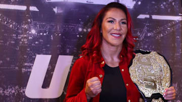 RIO DE JANEIRO, BRAZIL - AUGUST 15: UFC Featherweight Champion Cris Cyborg attends a press conference at the Hilton Hotel in Copacabana on August 15, 2017 in Rio de Janeiro, Brazil. (Photo by Buda Mendes/Getty Images)