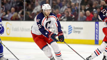 CLEVELAND, OH - NOVEMBER 30: Cleveland Monsters center Kevin Stenlund (82) controls the puck during the second period of the American Hockey League game between the Syracuse Crunch and Cleveland Monsters on November 30, 2018, at Quicken Loans Arena in Cleveland, OH. (Photo by Frank Jansky/Icon Sportswire via Getty Images)