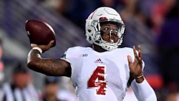 Sep 24, 2016; Evanston, IL, USA; Nebraska Cornhuskers quarterback Tommy Armstrong Jr. (4) passes the ball against the Northwestern Wildcats during the first half at Ryan Field. Mandatory Credit: Patrick Gorski-USA TODAY Sports