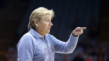 30 December 2014: UNC head coach Sylvia Hatchell. The University of North Carolina Tar Heels hosted the University at Albany Great Danes at Carmichael Arena in Chapel Hill, North Carolina in a 2014-15 NCAA Division I Women's Basketball game. UNC won the game 71-56. (Photo by Andy Mead/YCJ/Icon Sportswire/Corbis via Getty Images)