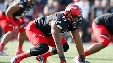 CINCINNATI, OH - NOVEMBER 5: Bryan Wright #95 of the Cincinnati Bearcats lines up for a play during the game against the BYU Cougars at Nippert Stadium on November 5, 2016 in Cincinnati, Ohio. (Photo by Kirk Irwin/Getty Images)