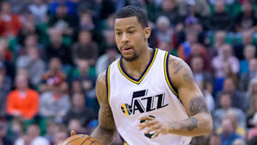 Feb 3, 2016; Salt Lake City, UT, USA; Utah Jazz guard Trey Burke (3) dribbles the ball during the second half against the Denver Nuggets at Vivint Smart Home Arena. The Jazz won 85-81. Mandatory Credit: Russ Isabella-USA TODAY Sports