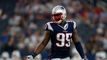ARLINGTON, TX - OCTOBER 11: Defensive end Chandler Jones #95 of the New England Patriots during the second half of the NFL game against the Dallas Cowboys at AT&T Stadium on October 11, 2015 in Arlington, Texas. (Photo by Christian Petersen/Getty Images)