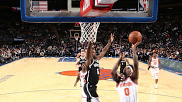 NEW YORK, NY - OCTOBER 3: Jamel Artis #0 of the New York Knicks shoots the ball against the Brooklyn Nets during the preseason game on October 3, 2017 at Madison Square Garden in New York City, New York. NOTE TO USER: User expressly acknowledges and agrees that, by downloading and or using this photograph, User is consenting to the terms and conditions of the Getty Images License Agreement. Mandatory Copyright Notice: Copyright 2017 NBAE (Photo by Nathaniel S. Butler/NBAE via Getty Images)