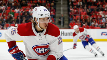 DETROIT, MI - APRIL 05: Montreal Canadiens forward Jacob De La Rose, of Sweden (25) skates during a regular season NHL hockey game between the Montreal Canadiens and the Detroit Red Wings on April 5, 2018, at Little Caesars Arena in Detroit, Michigan. (Photo by Scott W. Grau/Icon Sportswire via Getty Images)