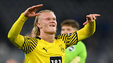 Erling Haaland of Borussia Dortmund. (Photo by Lukas Schulze/Getty Images)