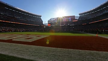 Nov 6, 2016; Cleveland, OH, USA; A general view from the end zone during the game of the Dallas Cowboys against the Cleveland Browns at FirstEnergy Stadium. The Cowboys won 35-10. Mandatory Credit: Aaron Doster-USA TODAY Sports
