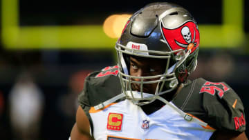 ATLANTA, GA - NOVEMBER 26: Gerald McCoy #93 of the Tampa Bay Buccaneers warms up prior to the game against the Atlanta Falcons at Mercedes-Benz Stadium on November 26, 2017 in Atlanta, Georgia. (Photo by Daniel Shirey/Getty Images)