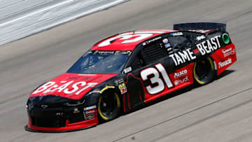 KANSAS CITY, KS - MAY 10: Tyler Reddick, driver of the #31 Tame the Beast Chevrolet, drives during practice for the Monster Energy NASCAR Cup Series Digital Ally 400 at Kansas Speedway on May 10, 2019 in Kansas City, Kansas. (Photo by Jonathan Ferrey/Getty Images)