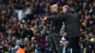 MANCHESTER, ENGLAND - DECEMBER 21: Pep Guardiola, Manager of Manchester City looks on during the Premier League match between Manchester City and Leicester City at Etihad Stadium on December 21, 2019 in Manchester, United Kingdom. (Photo by Clive Brunskill/Getty Images)