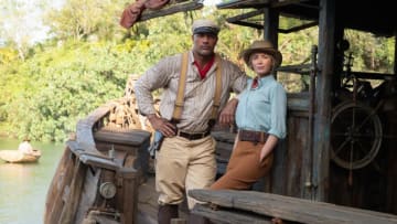 Dwayne Johnson as Frank and Emily Blunt as Lily in JUNGLE CRUISE. Photo by Frank Masi. © 2020 Disney Enterprises, Inc. All Rights Reserved.