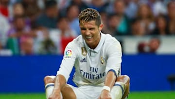MADRID, SPAIN - APRIL 23: Cristiano Ronaldo of Real Madrid reacts during the La Liga match between Real Madrid CF and FC Barcelona at Estadio Bernabeu on April 23, 2017 in Madrid, Spain. (Photo by Gonzalo Arroyo Moreno/Getty Images)