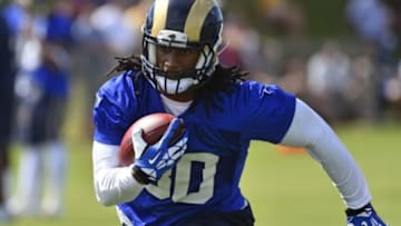Aug 1, 2015; Earth City, MO, USA; St. Louis Rams running back Todd Gurley (30) runs with the ball at Rams Park. Mandatory Credit: Jasen Vinlove-USA TODAY Sports