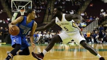 Oct 1, 2016; Bossier City, LA, USA; Dallas Mavericks guard Seth Curry (30) dribbles on New Orleans Pelicans guard Lance Stephenson (5) during the first half at CenturyLink Center. Mandatory Credit: Ray Carlin-USA TODAY Sports
