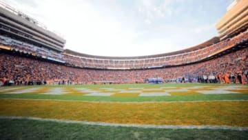 Nov 15, 2014; Knoxville, TN, USA; General view of Neyland Stadium during the first half of the game between the Tennessee Volunteers and the Kentucky Wildcats. Mandatory Credit: Randy Sartin-USA TODAY Sports