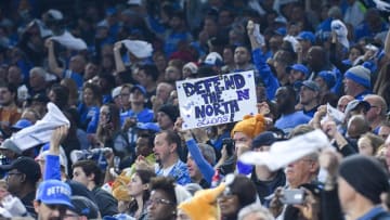 Nov 24, 2016; Detroit, MI, USA; Detroit Lions fans react during the game on Thanksgiving against the Minnesota Vikings at Ford Field. Mandatory Credit: Tim Fuller-USA TODAY Sports