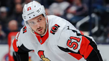 Feb 24, 2020; Columbus, Ohio, USA; Ottawa Senators center Artem Anisimov (51) awaits the face-off against the Columbus Blue Jackets in the third period at Nationwide Arena. Mandatory Credit: Aaron Doster-USA TODAY Sports