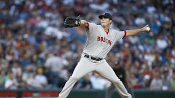 Aug 4, 2016; Seattle, WA, USA; Boston Red Sox starting pitcher Drew Pomeranz (31) throws against the Seattle Mariners during the fourth inning at Safeco Field. Mandatory Credit: Joe Nicholson-USA TODAY Sports