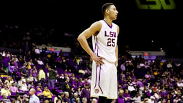 Feb 17, 2016; Baton Rouge, LA, USA; LSU Tigers forward Ben Simmons (25) reacts late during the second half of a game against the Alabama Crimson Tide at the Pete Maravich Assembly Center. Alabama defeated LSU 76-69. Mandatory Credit: Derick E. Hingle-USA TODAY Sports
