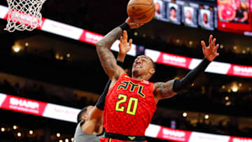 ATLANTA, GA - FEBRUARY 28: John Collins #20 of the Atlanta Hawks goes up for a shot during the first half of an NBA game against the Brooklyn Nets at State Farm Arena on February 28, 2020 in Atlanta, Georgia. NOTE TO USER: User expressly acknowledges and agrees that, by downloading and/or using this photograph, user is consenting to the terms and conditions of the Getty Images License Agreement. (Photo by Todd Kirkland/Getty Images)