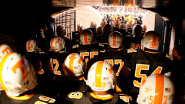 KNOXVILLE, TN - OCTOBER 31: The Tennessee Volunteers enter the field before their game against the South Carolina Gamecocks at Neyland Stadium on October 31, 2009 in Knoxville, Tennessee. (Photo by Streeter Lecka/Getty Images)
