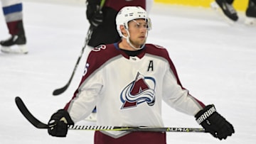 PHILADELPHIA, PA - OCTOBER 22: Colorado Avalanche Defenceman Erik Johnson (6) waits for play to begin during the regular season game between the Colorado Avalanche and the Philadelphia Flyers on October 22, 2018, at the Wells Fargo Center in Philadelphia, PA. (Photo by Andy Lewis/Icon Sportswire via Getty Images)