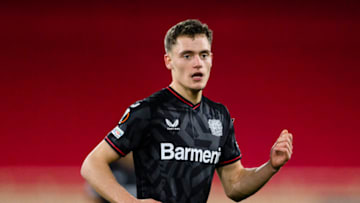 MONACO, MONACO - FEBRUARY 23: Florian Wirtz of Bayer Leverkusen runs in the field during the UEFA Europa League knockout round play-off leg two match between AS Monaco and Bayer 04 Leverkusen at Stade Louis II on February 23, 2023 in Monaco, Monaco. (Photo by Marcio Machado/Eurasia Sport Images/Getty Images)