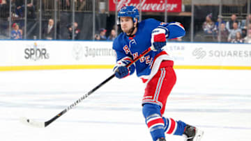 NEW YORK, NY - JANUARY 09: Tony DeAngelo #77 of the New York Rangers skates against the New Jersey Devils at Madison Square Garden on January 9, 2020 in New York City. (Photo by Jared Silber/NHLI via Getty Images)