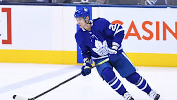 TORONTO, ON - FEBRUARY 06: Toronto Maple Leafs Defenceman Nikita Zaitsev (22) in warmups prior to the regular season NHL game between the Ottawa Senators and Toronto Maple Leafs on February 6, 2019 at Scotiabank Arena in Toronto, ON. (Photo by Gerry Angus/Icon Sportswire via Getty Images)