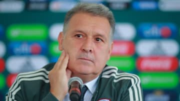 MEXICO CITY, MEXICO - JANUARY 07: Head Coach of Mexico Gerardo Martino gestures during a press conference to present Mexico's National Team new coach Gerardo Martino at CAR on January 7, 2019 in Mexico City, Mexico. (Photo by Hector Vivas/Getty Images)