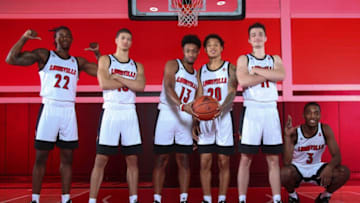 Louisville’s six freshman: Aidan Igiehon, Samuell Williamson, David Johnson, Josh Nickelberry, Quinn Slazinski and Jae’Lyn Withers.Louisville Basketball 2019 20