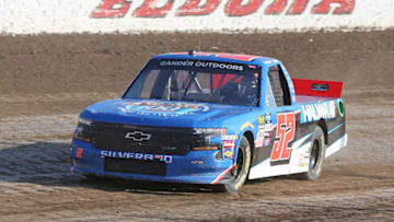 ROSSBURG, OHIO - JULY 31: Stewart Friesen, driver of the #52 Halmar International Chevrolet, drives during practice for the NASCAR Gander Outdoor Truck Series Eldora Dirt Derby at Eldora Speedway on July 31, 2019 in Rossburg, Ohio. (Photo by Matt Sullivan/Getty Images)