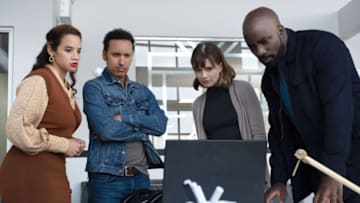 "3 Stars" -- After a high-strung theater producer's behavior turns from demanding to what is believed to be demonic, Kristen, David and Ben are called in to assess the situation. Also, Kristen discredits her DA office successor and nemesis, Leland Townsend, before he can ruin a 17-year-old boy's life, on of EVIL, Thursday, Oct. 10 (10:00-11:00 PM, ET/PT) on the CBS Television Network. Pictured (l-r) Dascha Polanco as Patti Hitchens, Aasif Mandvi as Ben Shakir, Katja Herbers as Kristen Bouchard and Mike Colter as David Acosta Photo: Jeff Neumann /CBS ©2019 CBS Broadcasting, Inc. All Rights Reserved