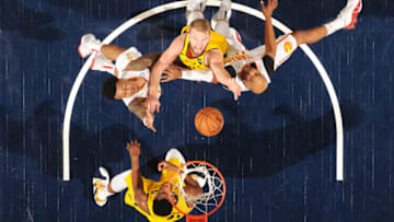 Domantas Sabonis against the Atlanta Hawks (Photo by Ron Hoskins/NBAE via Getty Images)