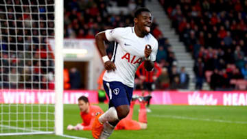 BOURNEMOUTH, ENGLAND - MARCH 11: Serge Aurier of Tottenham Hotspur celebrates after scoring his sides fourth goal during the Premier League match between AFC Bournemouth and Tottenham Hotspur at Vitality Stadium on March 11, 2018 in Bournemouth, England. (Photo by Clive Rose/Getty Images)