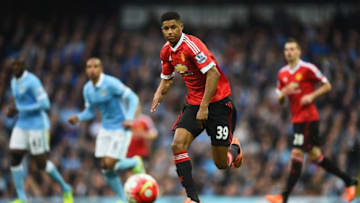 MANCHESTER, ENGLAND - MARCH 20: Marcus Rashford of Manchester United in action during the Barclays Premier League match between Manchester City and Manchester United at Etihad Stadium on March 20, 2016 in Manchester, United Kingdom. (Photo by Laurence Griffiths/Getty Images)