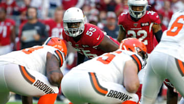 GLENDALE, ARIZONA - DECEMBER 15: Linebacker Chandler Jones #55 of the Arizona Cardinals during the first half of the NFL football game against the Cleveland Browns at State Farm Stadium on December 15, 2019 in Glendale, Arizona. (Photo by Ralph Freso/Getty Images)