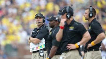 ANN ARBOR, MI - AUGUST 30: The Appalachian State Mountaineers head football coach Scott Satterfield watches the action during the second half of the game against the Michigan Wolverines on August 30, 2014 in Ann Arbor, Michigan. The Wolverines defeated the Mountaineers 52-14. (Photo by Leon Halip/Getty Images)