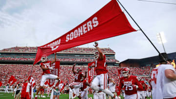 NORMAN, OK - SEPTEMBER 16: The Oklahoma Sooners take the field before the game against the Tulane Green Wave at Gaylord Family Oklahoma Memorial Stadium on September 16, 2017 in Norman, Oklahoma. Oklahoma defeated Tulane 56-14. (Photo by Brett Deering/Getty Images)